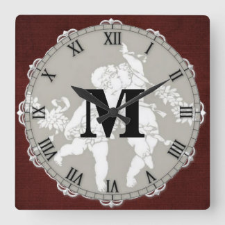 Den tidlösa vintageMonogramväggen tar tid på Fyrkantig Klocka