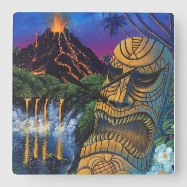 Den Tiki guden tar tid på Fyrkantig Klocka (Framsida)