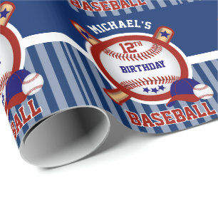Den tionde Födelsedagsfesten - Baseball - Mörk b Presentpapper