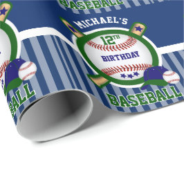Den tionde Födelsedagsfesten - Baseball - Mörk grö Presentpapper
