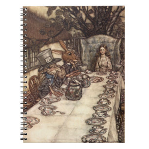 Den tokiga Arthur Rackham för HatterTeaparty Anteckningsbok Med Spiral