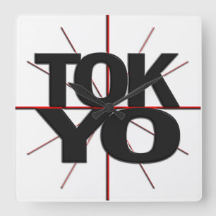 Den Tokyo Timezoneväggen tar tid på Fyrkantig Klocka