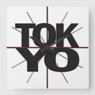 Den Tokyo Timezoneväggen tar tid på Fyrkantig Klocka