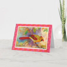 Den tomma kvinnliga kardinalen noterar kortet kort