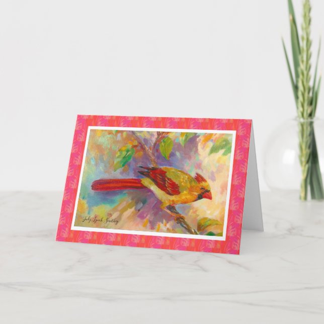 Den tomma kvinnliga kardinalen noterar kortet kort (Framsida)