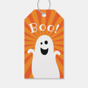 Den toppna gulliga roliga spökebu lurar halloween presentetikett