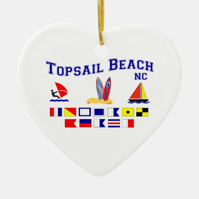 Den Topsail stranden NC signalerar flagga Julgransprydnad Keramik (Framsidan)