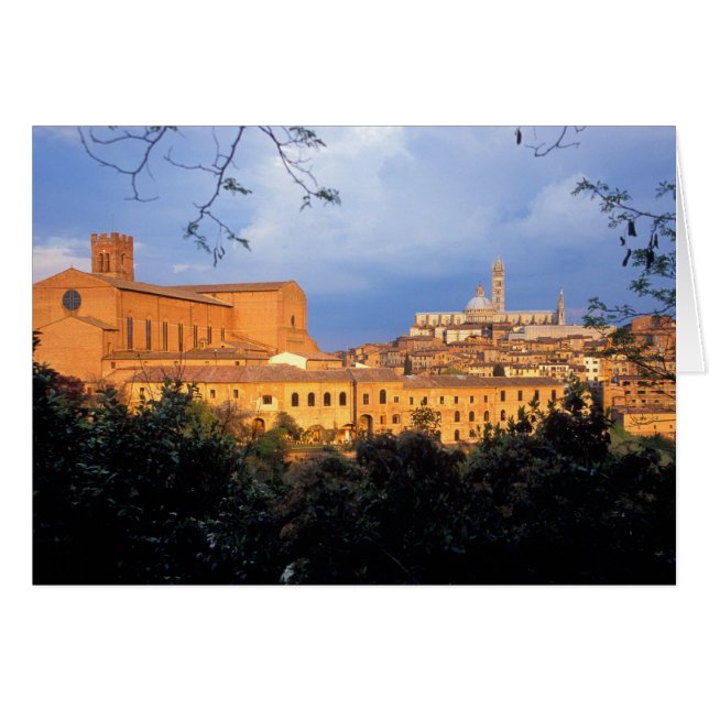 Den toskanska byn Sienna, Italien. Hälsningskort (Framsidan Horizontal)