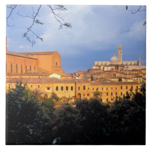 Den toskanska byn Sienna, Italien. Kakelplatta