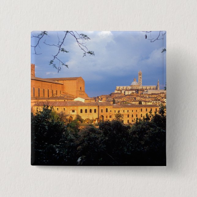 Den toskanska byn Sienna, Italien. Knapp (Framsida)