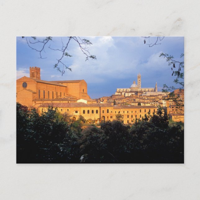 Den toskanska byn Sienna, Italien. Vykort (Framsida)