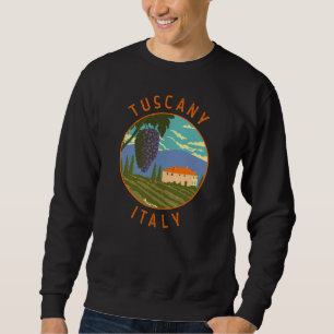 Den toskanska Italien Vineyard Distress Circle Vin Lång Ärmad Tröja