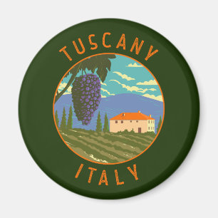 Den toskanska Italien Vineyard Distress Circle Vin Magnet