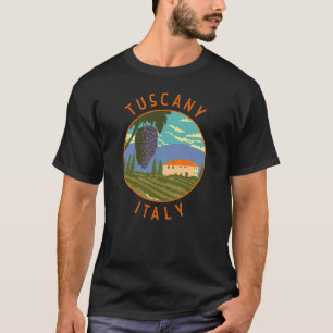 Den toskanska Italien Vineyard Distress Circle Vin T Shirt