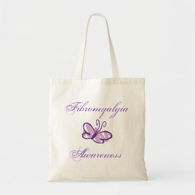 Den Totebag för Fibromyalgiamedvetenhetfjärilen Tygkasse (Framsidan)
