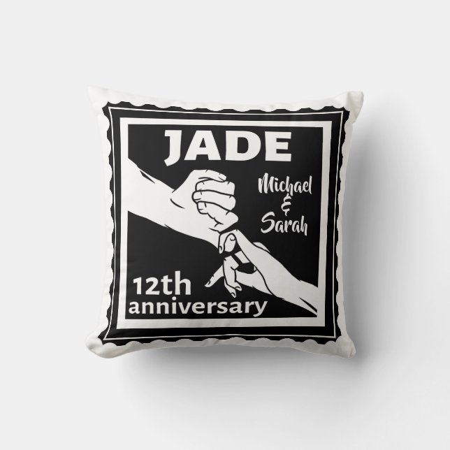 Den traditionella årsdagen 12:e bröllop Jade Kudde (Framsida)