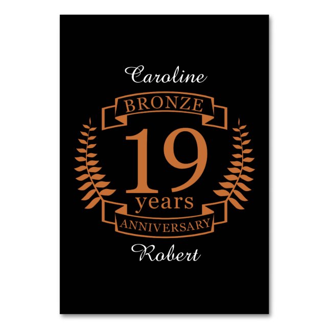 Den traditionella årsdagen bröllop 19 år bordsnummer (Framsidan)