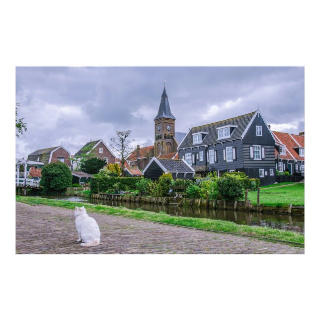 Den traditionella fiskesamhället Marken i Nederlän Fototryck (Framsidan)