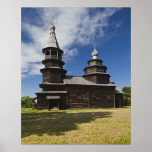 Den traditionella ryska ortodoxa kyrkan av trä poster