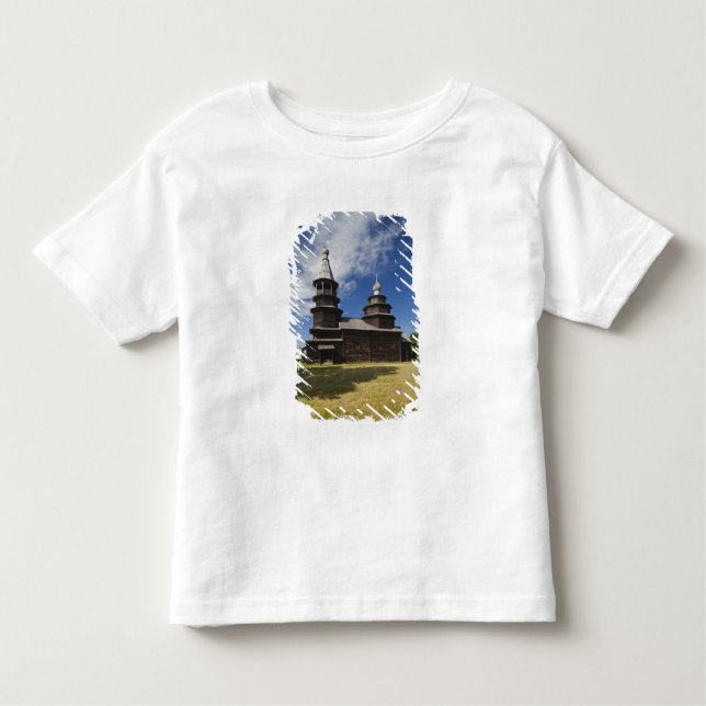 Den traditionella ryska ortodoxa kyrkan av trä t shirt (Framsida)