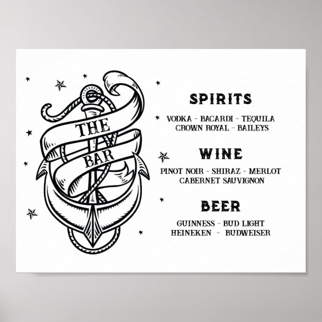 Den traditionella tattoankaren Pub Bröllop Poster (Framsidan)