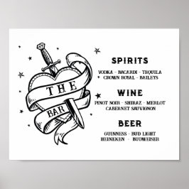 Den traditionella tatueringen Pub i Bröllop Hjärta Poster