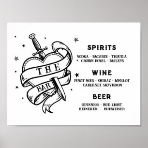 Den traditionella tatueringen Pub i Bröllop Hjärta Poster