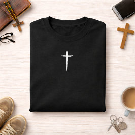 Den tre spikar vita kristna kors t shirt