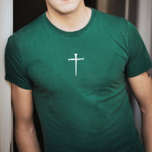 Den tre spikarna Vit kors minimalistisk grön T Shirt