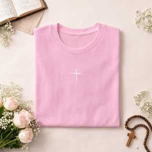 Den tre spikarna vita kristna kors t shirt
