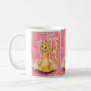 Den trefaldiga orange katten på rosor kaffemugg