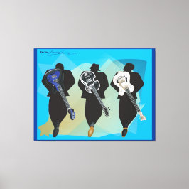 Den trio-staplade Kanvastrycket-blå bakgrunden Canvastryck