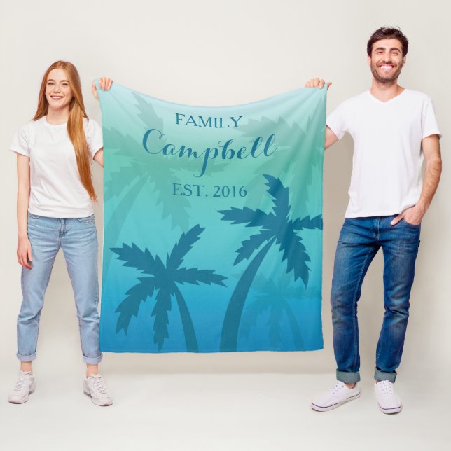 Den tropiska Anpassningsbarna Aqua Blue Handflatan Fleecefilt (På plats)