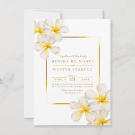 Den tropiska blomkonsten bröllop i guld inbjudningar
