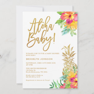 Den tropiska Blommigten Aloha Baby Shower för anan Inbjudningar