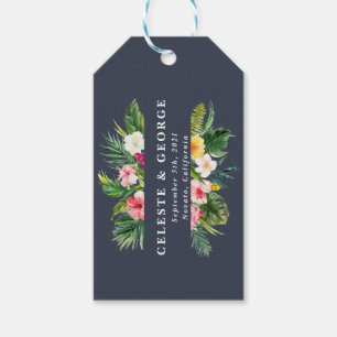 Den tropiska blommigten bröllop presentetikett