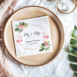 Den tropiska Blommigten Flamingos Bröllop Mr. och Pappersservett