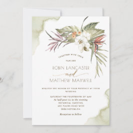 Den tropiska Blommigten Grönt Torkade Handflatan L Inbjudningar