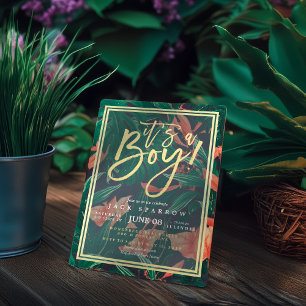 Den tropiska Blommigten Guld Hawaiian Baby Shower  Inbjudningar