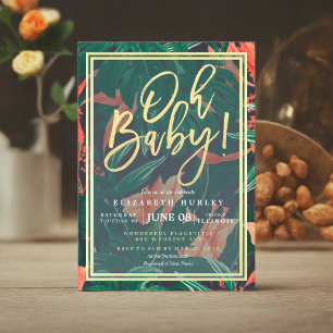 Den tropiska Blommigten Guld Hawaiian Baby Shower  Inbjudningar