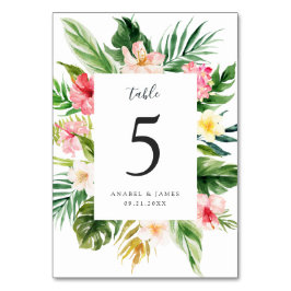 Den tropiska Blommigten Handflatan Löv  Elegant br Bordsnummer