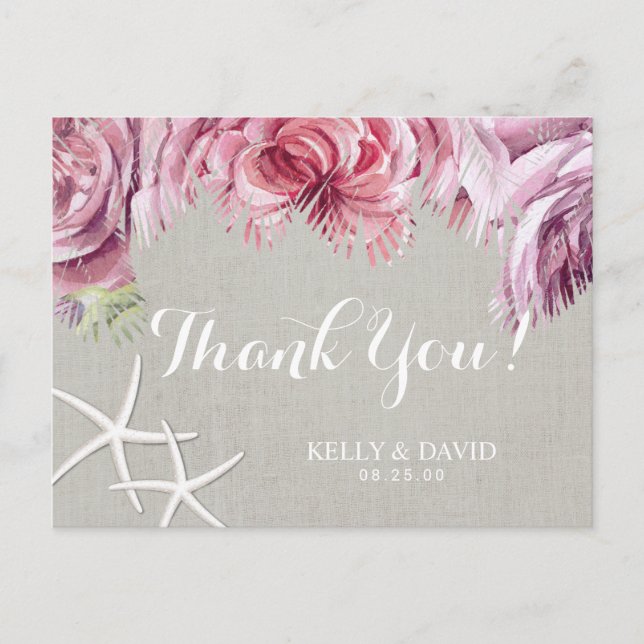 Den tropiska Blommigten Handflatan Träd Beach Star Vykort (Framsida)