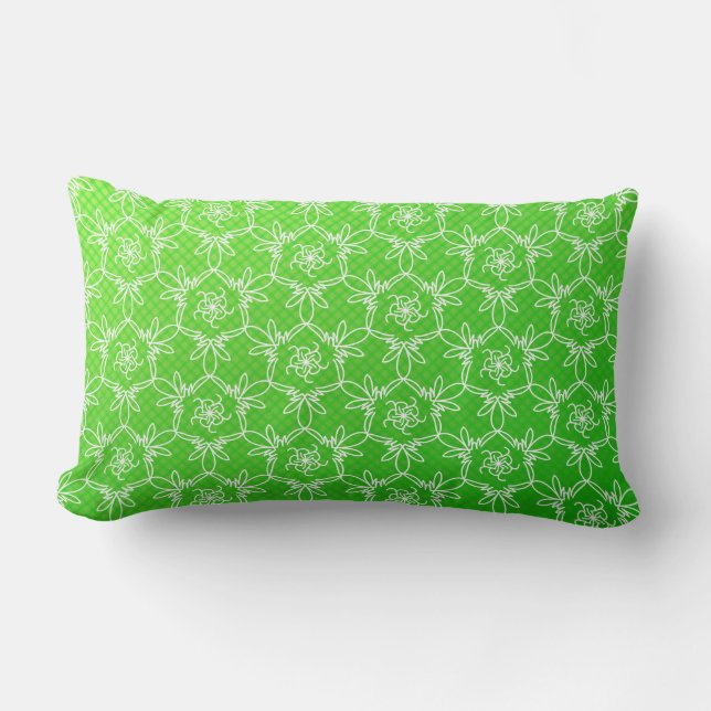 Den tropiska blommigten kudder - limefrukt lumbarkudde (Framsida)