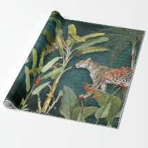 Den tropiska Blommigten Leopard Teal Foliage Decou