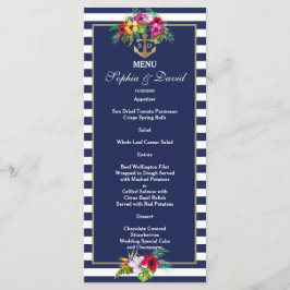 Den tropiska Blommigten Luau Navy Blue Rand Menu Meny
