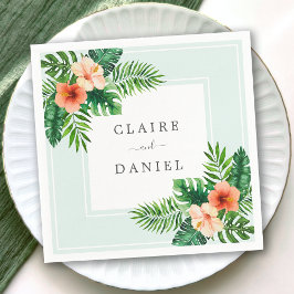Den tropiska Blommigten Mint Grönt Bröllop Pappersservett