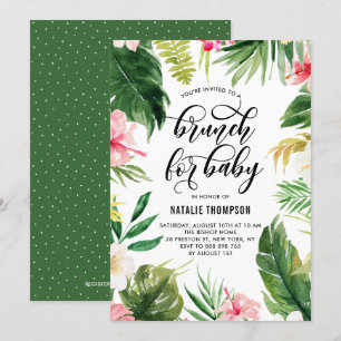 Den tropiska Blommigten Ram Brunch för Baby Inbjudningar