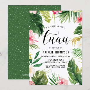 Den tropiska Blommigten Ram Luau Party Inbjudningar