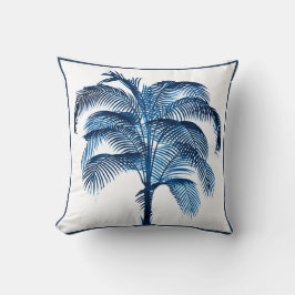 Den tropiska Eleganten Handflatan Träd Vintage Blu Kudde