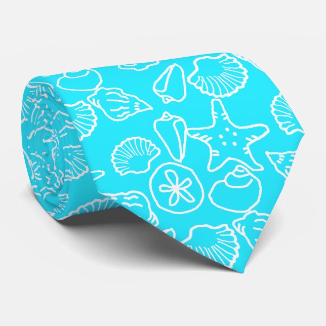 Den tropiska gromen Mönster i Aqua Blue Seashell Slips (Rullad)